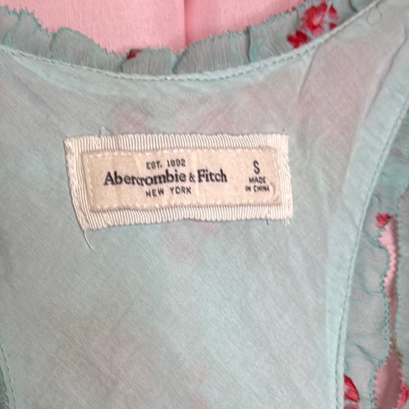 Abercrombie & Fitch Aqua Floral Ruffle Racerback Dress - Size Small - Picture 2 of 7